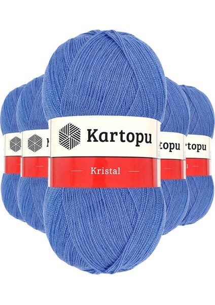 5 Adet Kristal Çift Katlı El Örgü Lif Ipi Koyu Mavi K535