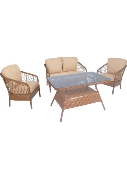 Lavınıa Bahçe Mobilyası Balkon Mobilyası ( 2+1+1+70*120 Masa)