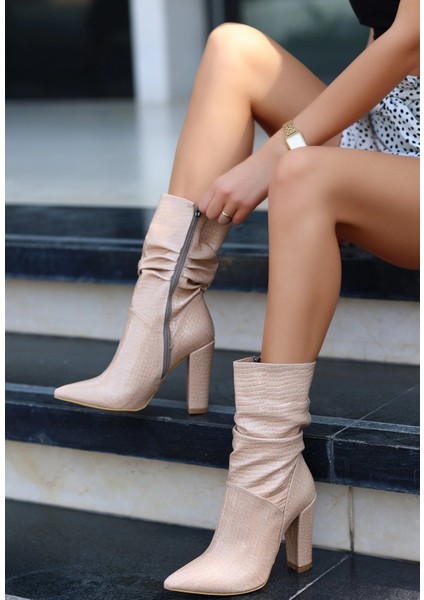 Mtxdpn Erita Ten Rugan Desenli Topuklu Çizme (Numara: 40) modelleri