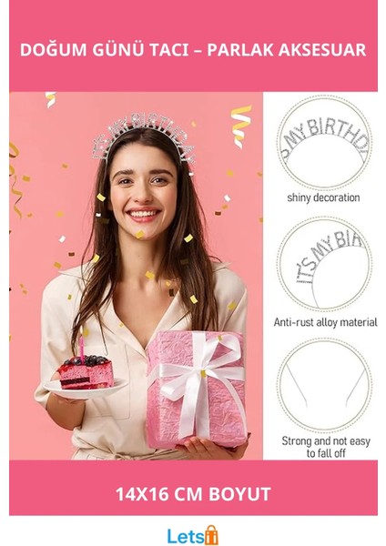 Kristal Taşlı Gümüş Renk Zarif Doğum Günü Tacı