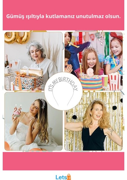 Kristal Taşlı Gümüş Renk Zarif Doğum Günü Tacı fiyatları