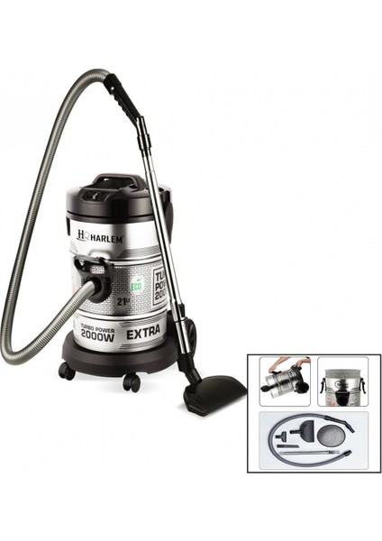 Torbasız - Kuru Vakumlu - Metal Kasa Elektrikli Süpürge 21LT - 2850W HSV-622DVC (5324)