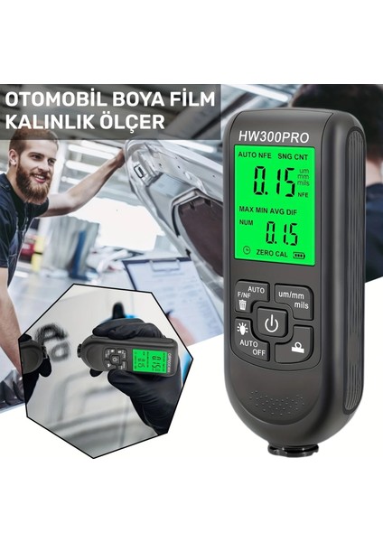 HW-300PRO Oto Boya Kalınlık Ölçer Fe Nfe 2000ΜM + 2 Fonksiyonlu Bardak Tutucu Hediyeli fırsatları