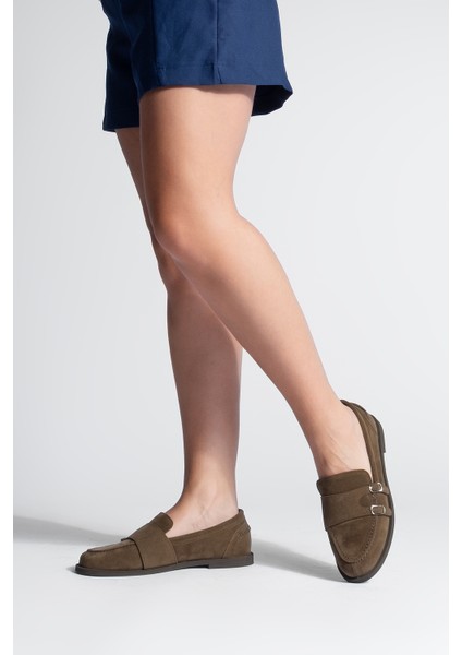 Kadın Loafer Makosen Tokalı Günlük Ayakkabı Ovora Kahve Süet fırsatları