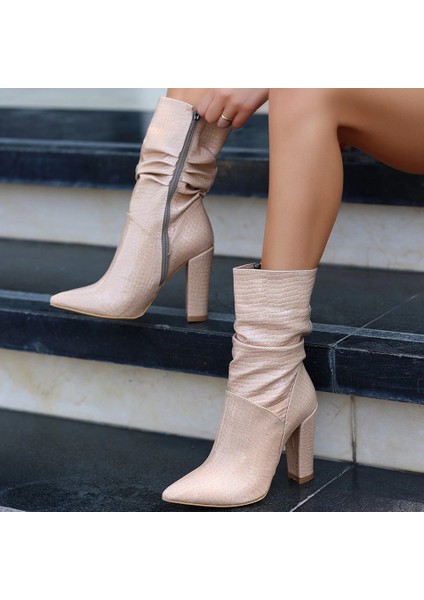 Mtxdpn Erita Ten Rugan Desenli Topuklu Çizme (Numara: 40) indirimleri