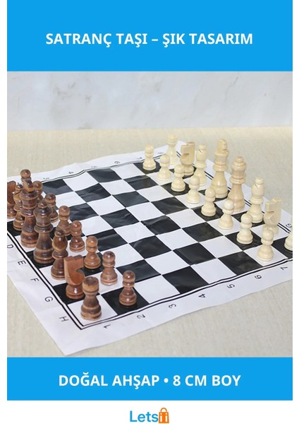 Ahşap Doğal Satranç Taşı 8 cm Dekoratif Oyun Parçası