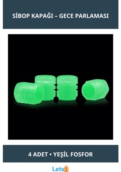 Fosforlu Su Geçirmez Sibop Kapağı 4 Adet Yeşil