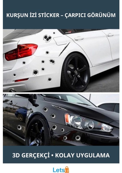 3 Boyutlu Gerçekçi Kurşun Izi Sticker 21X30 cm 11 Adet