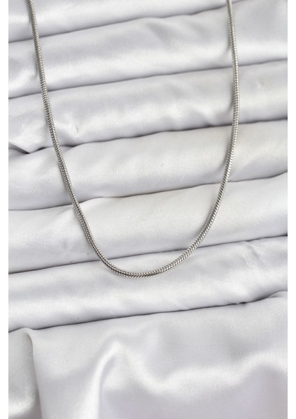 316L Çelik Zincir Gümüş Renk 60 cm Yılan Zincir Kadın Kolye
