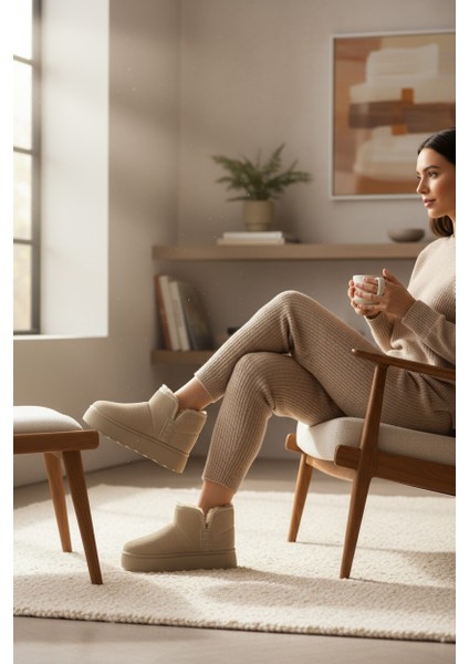 Darkstep Krem Esnek Poli Taban Içi Tüylü Kısa Bot fiyatları