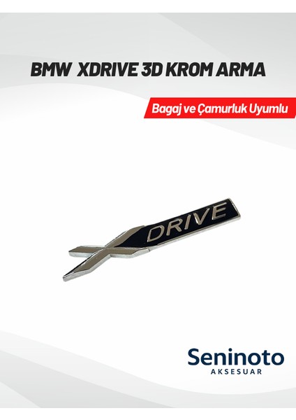 Bmw Uyumlu Xdrıve 3D Krom Arma – Siyah Gümüş (Bagaj ve Çamurluk Uyumlu)