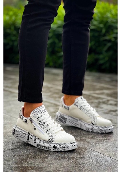 Mtxdpn Kb-02 Kuback Bağcıklı Crocodile Beyaz Gazete Günlük Erkek Ayakkabı (Numara: 40)