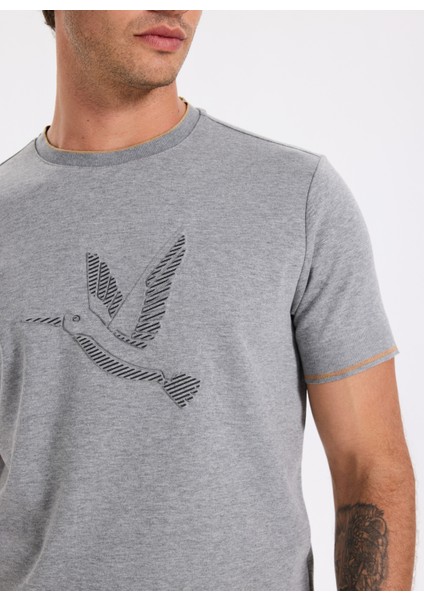 Bisiklet Yaka Baskılı Gri Melanj Erkek T-Shirt F5WM-TST 2892 fırsatları