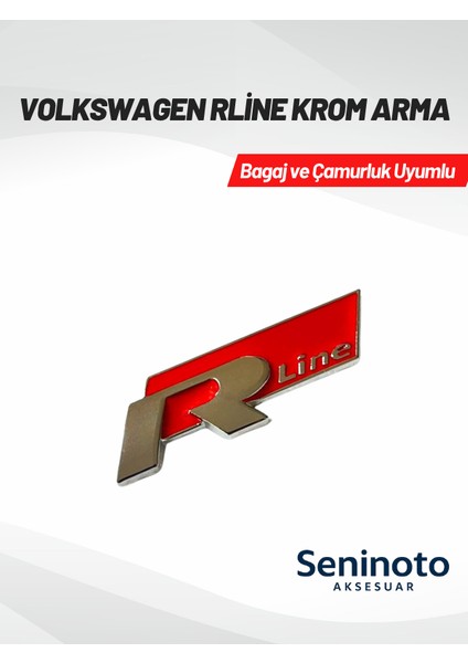 Volkswagen R Line 3D Krom Arma – Kırmızı Gümüş (Bagaj ve Çamurluk Uyumlu)