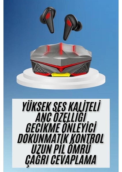 Dokunmatik Kontrol Tws Işıklı Kulakiçi Bluetooth Kulaklık Kablosuz Oyuncu Kulaklığı