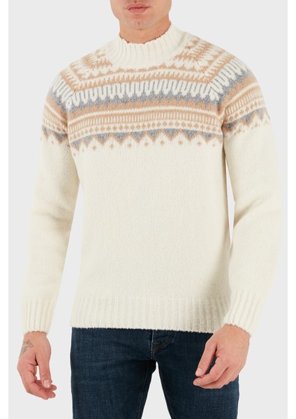 Desenli Yün Karışımlı Regular Fit Balıkçı Yaka Kazak Erkek Kazak 13186 24017 005