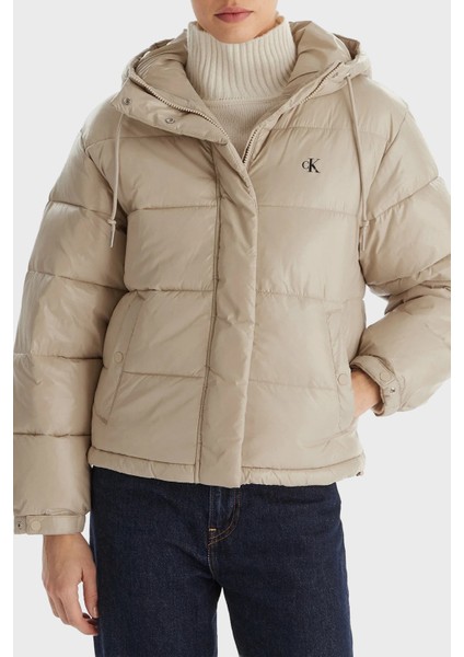 Kapitoneli Loose Fit Kapüşonlu Parlak Şişme Mont LV047D505GNSU Bayan Mont LV047D505G Nsu