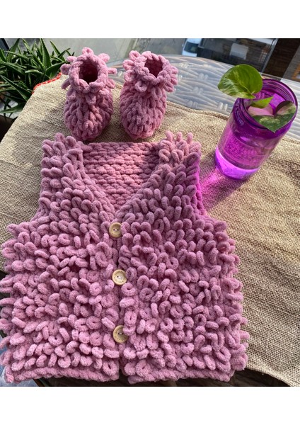 El Örgüsü Kürk Yelek Patik