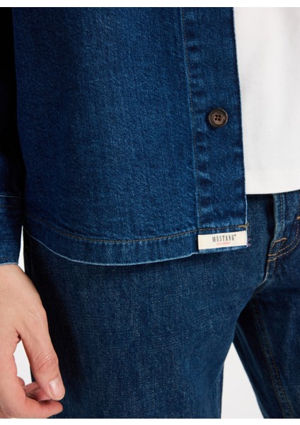 Relaxed Lacivert Erkek Denim Gömlek M5WM-GML1836
