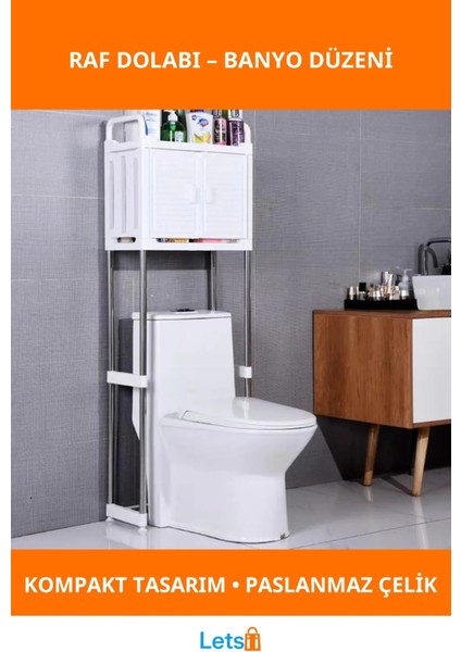 Suya Dayanıklı Fonksiyonel Banyo Düzenleyici Raf Dolabı