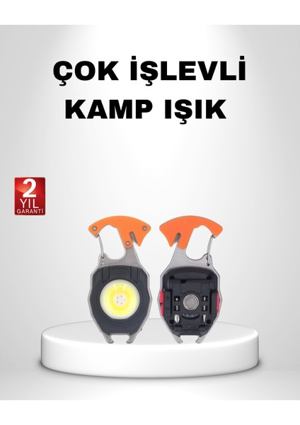 Mini LED Anahtarlık Fener – Şişe Açacağı, Tornavida, Düdük ve USB Şarj Özellikli