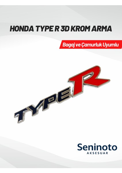 Honda Type R 3D Krom Arma – Kırmızı Siyah (Bagaj ve Çamurluk Uyumlu)