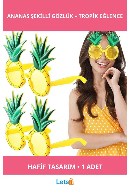 Tropikal Hawaii Ananas Şekilli Parti Gözlüğü
