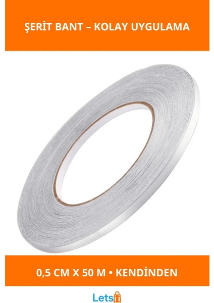 Kendinden Yapışkanlı Çok Amaçlı Gri Fayans Arası Şerit Bant 0.5 cm 50 Metre