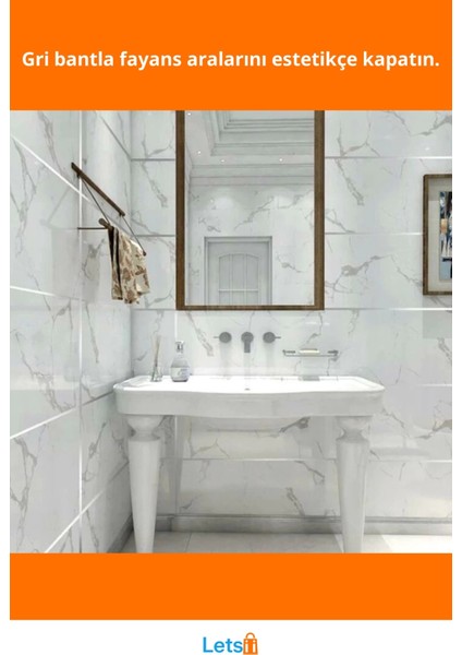 Kendinden Yapışkanlı Çok Amaçlı Gri Fayans Arası Şerit Bant 0.5 cm 50 Metre fiyatları