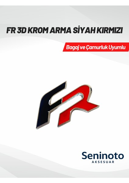 Fr 3D Krom Arma – Kırmızı Siyah (Bagaj ve Çamurluk Uyumlu)