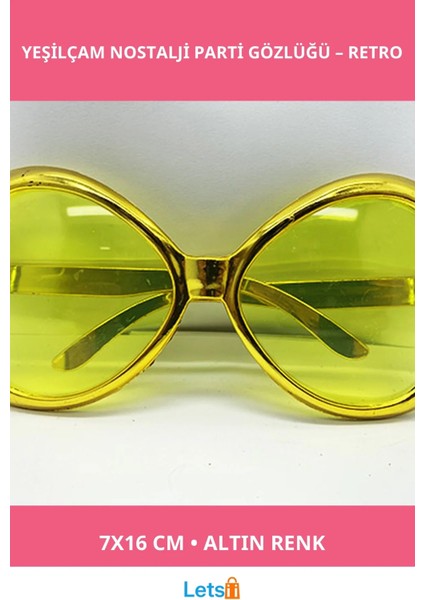 Altın Renk Yeşilçam Nostalji Parti Gözlüğü 7X16 cm