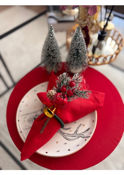 6lı Narlı Yılbaşı Peçete Yüzüğü Kırmızı Sofra Yeniyıl Noel Peçetelik Peçete modelleri