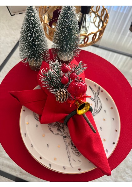 6lı Narlı Yılbaşı Peçete Yüzüğü Kırmızı Sofra Yeniyıl Noel Peçetelik Peçete fırsatları