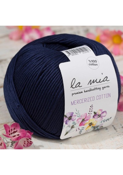 La Mia Mercerized Cotton Koyu Mavi El Örgü İpi - 117 - 33590