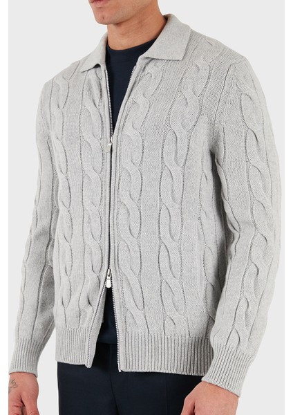 Örgü Desenli Yün ve Kaşmir Karışımlı Regular Fit Ceket Erkek Ceket 13180 19652 044