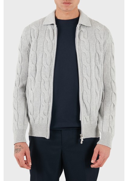 Örgü Desenli Yün ve Kaşmir Karışımlı Regular Fit Ceket Erkek Ceket 13180 19652 044