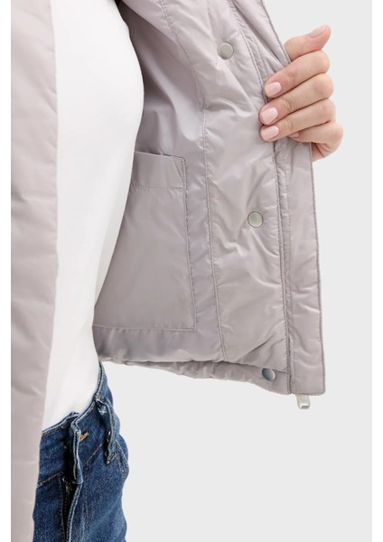 Kapitoneli Regular Fit Dik Yaka Şişme Mont LV047D504GQJL Bayan Mont LV047D504G Qjl