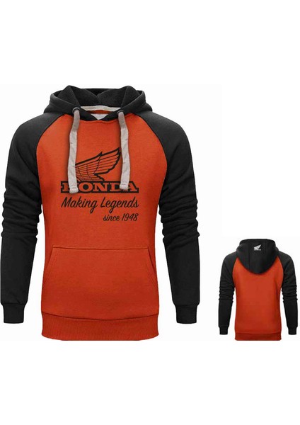 Kapüşonlu Turuncu-Siyah Sweatshirt - Hnda Sağlam