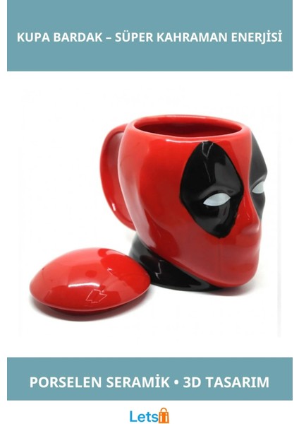 Deadpool 3D Kupa Bardak 600ML Seramik Süper Kahraman