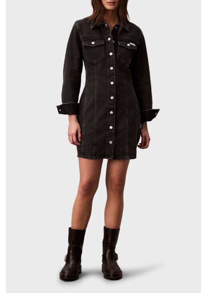 Pamuklu Regular Fit Mini Boy Kot Gömlek Elbise LV047D775G846 Bayan Elbise LV047D775G 846 fırsatları