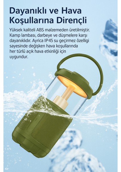 Kamp Lambası ve Bluetooth Speaker Işıklı Kablosuz El Tutamaçlı Kampta Tatilde Tatilde Ofis ve Ev fiyatları