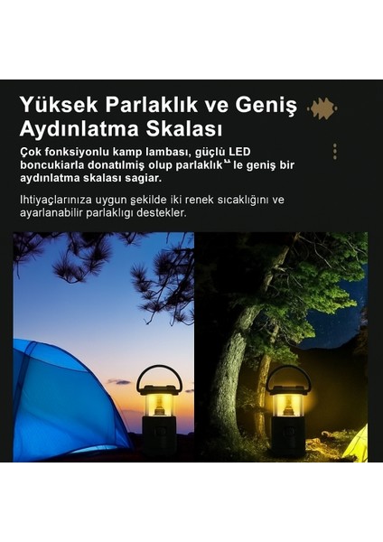 Kamp Lambası ve Bluetooth Speaker Işıklı Kablosuz El Tutamaçlı Kampta Tatilde Tatilde Ofis ve Ev fırsatları