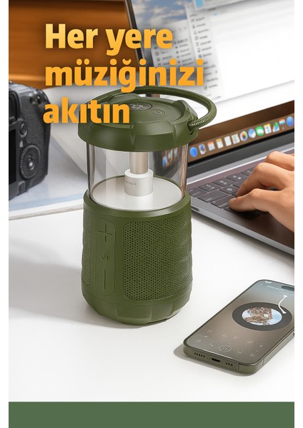 Kamp Lambası ve Bluetooth Speaker Işıklı Kablosuz El Tutamaçlı Kampta Tatilde Tatilde Ofis ve Ev indirimleri