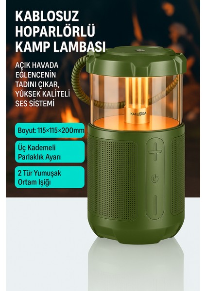 Kamp Lambası ve Bluetooth Speaker Işıklı Kablosuz El Tutamaçlı Kampta Tatilde Tatilde Ofis ve Ev