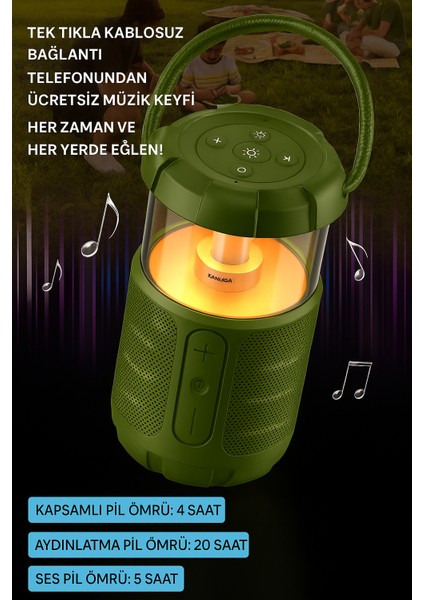 Kamp Lambası ve Bluetooth Speaker Işıklı Kablosuz El Tutamaçlı Kampta Tatilde Tatilde Ofis ve Ev