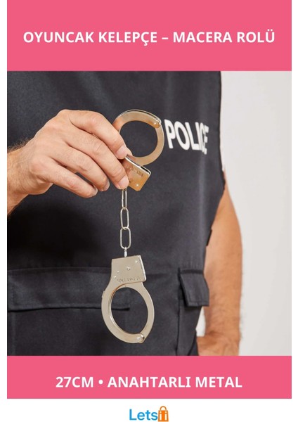 Metal Anahtarlı Güvenli Oyuncak Kelepçe 27 cm