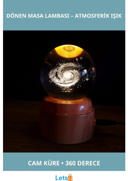 Galaxy Gezegen Tasarımlı Dönme Özellikli Masa Lambası