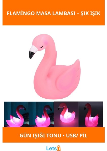 LED Işıklı Flamingo Masa Lambası Dekoratif Aydınlatma