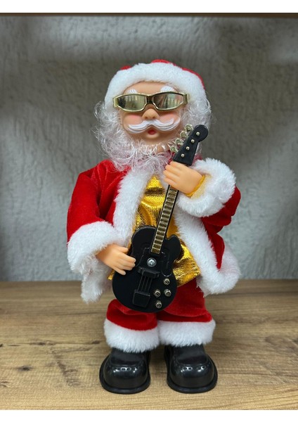 Dans Eden Noel Baba, Gitar Çalan Noel Baba Müzikli, Hareketli Noel Baba, Yılbaşı Oyuncak, Yılbaşı Dekor Süsleme 28CM
