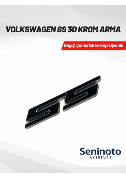 Volkswagen Ss 3D Krom Arma – Siyah (Bagaj, Çamurluk ve Kapı Uyumlu)